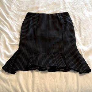 Express pinstripe skirt with ruffle hem detail